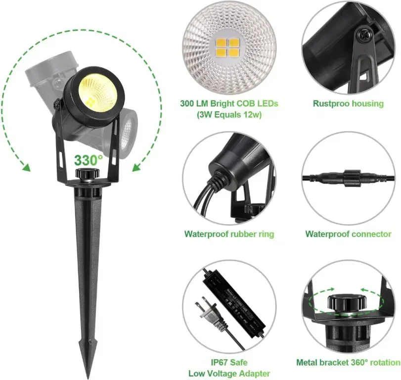 IRISECO 4 в 1, 15M външни прожектори с адаптер, 12V, IP65, 3000К — снимка 2
