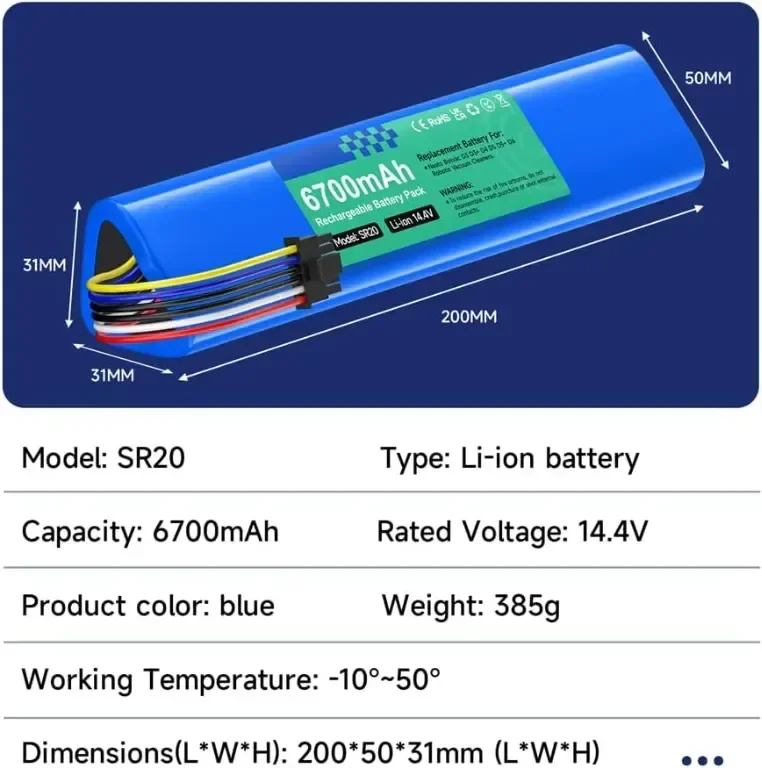 CITYORK 14.4V 6700mAh батерия, съвместима с прахосмукачка робот Neato Botvac D3 D3+ D5 D5+ D6 D7 — снимка 6