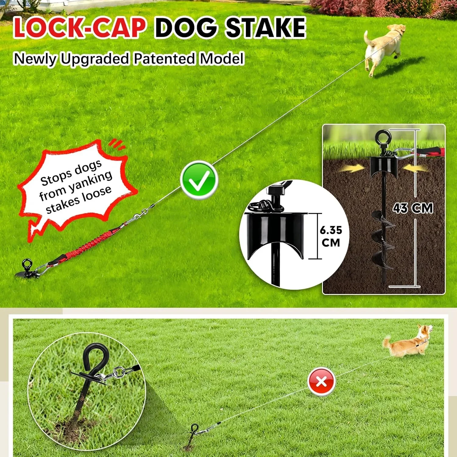Кол за кучета Snagle Paw Lok-Cap (винтов) с пружинна амортизация до 114 кг — снимка 2