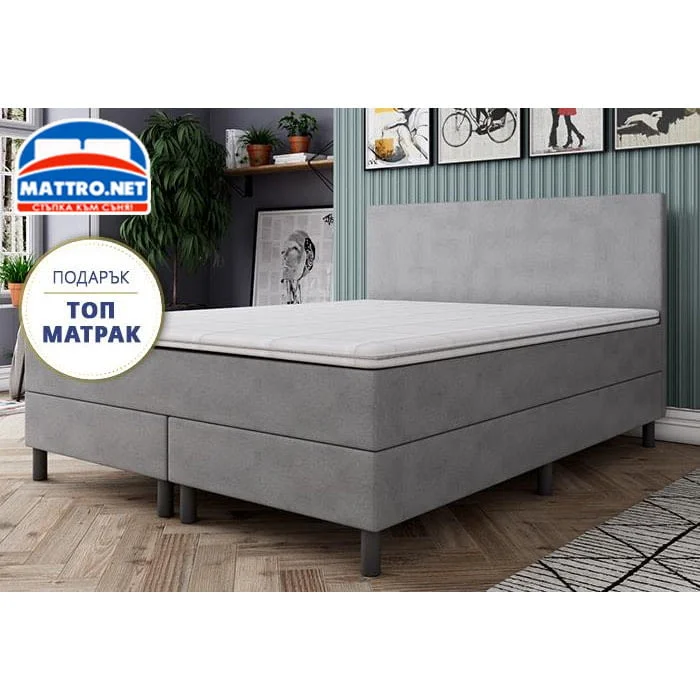 (-49%) Боксспринг легло Рива Light Grey с БЕЗПЛАТНА ДОСТАВКА из цялата страна!