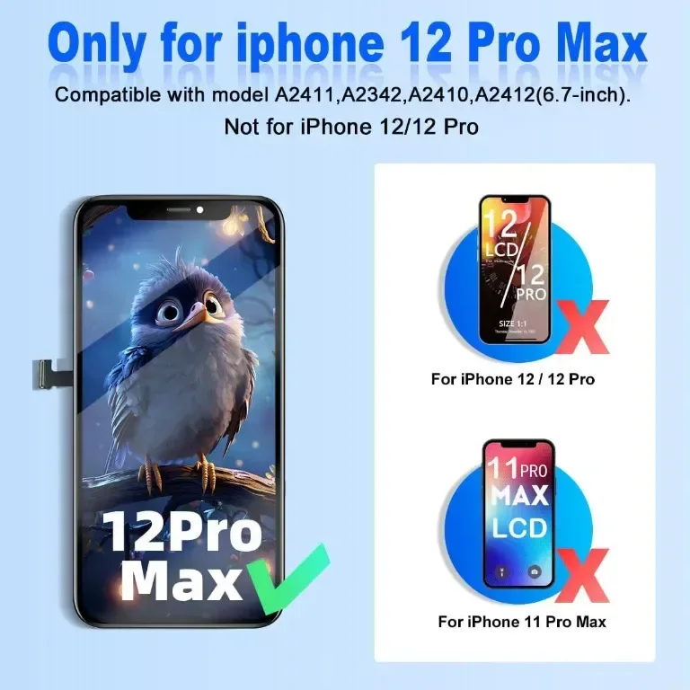 за iPhone 12 Pro Max Смяна на екрана COF, 6,7" LCD дисплей FHD сензорен екран — снимка 4