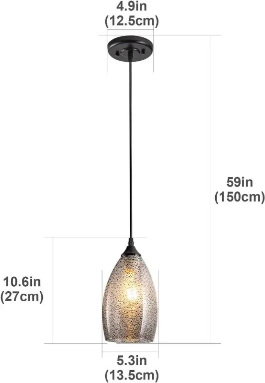 Aiehnid Glass Shade Висяща лампа с батерии, дистанционно, синьо — снимка 4