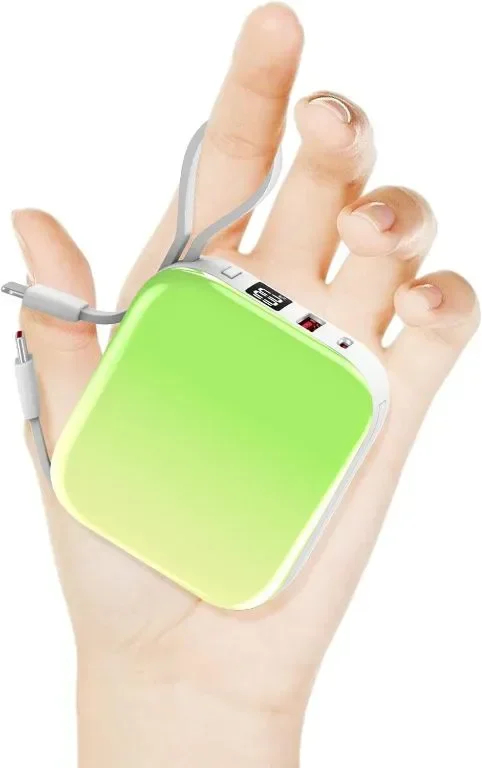 Преносимо зарядно Mini Power Bank, 22,5 W 10000 mAh, с вградени iOS и USB-C кабел