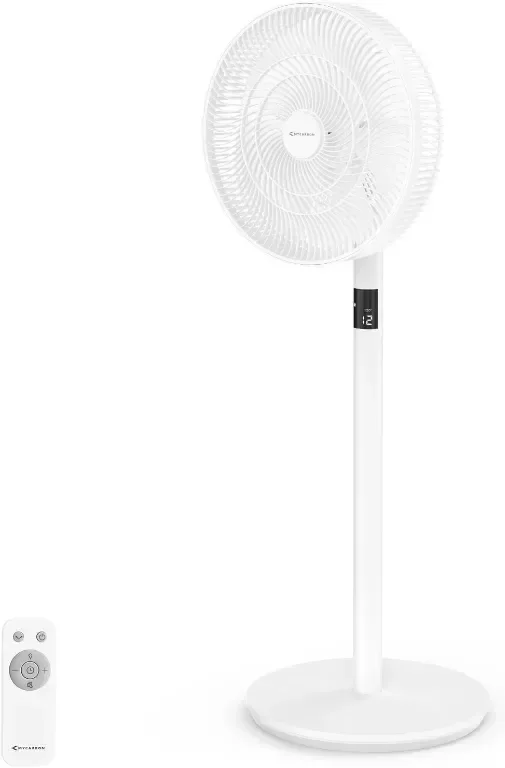 MYCARBON Вентилатор на стойка 23W, 12 скорости с дистанционно, регулируема височина, 3D осцилация
