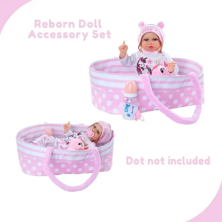 BABESIDE 8 части Аксесоари за бебе reborn doll с кош, шише за хранене — снимка 5