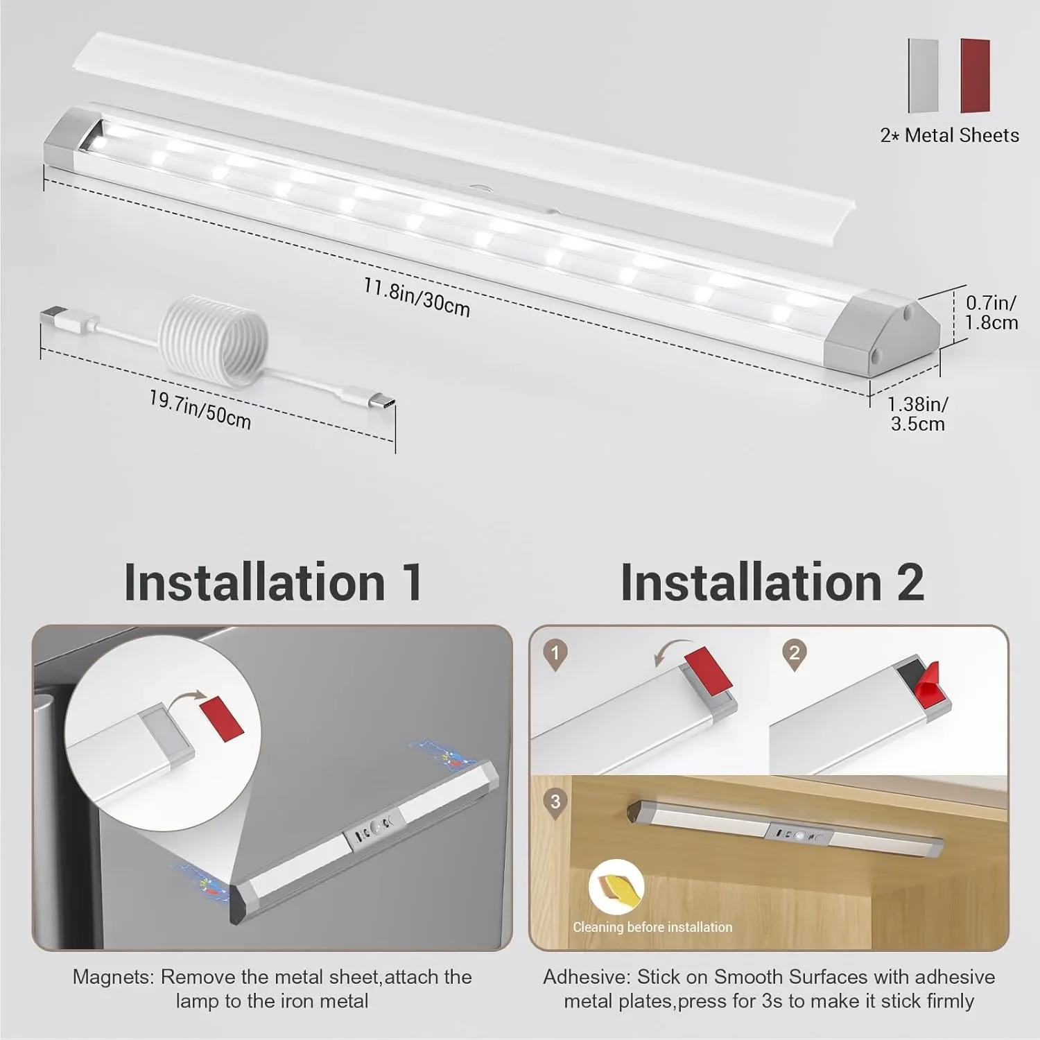 Осветление за гардероб и шкафове LED, PIR сензор (акумулаторно зареждане Type-C) — снимка 7
