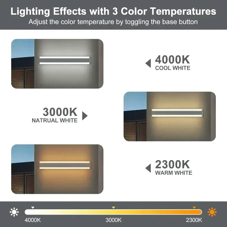 Външна стенна LED лампа Kerry, 60CM 8W 900 лумена, IP65, 2300K/3000K/4000K — снимка 3