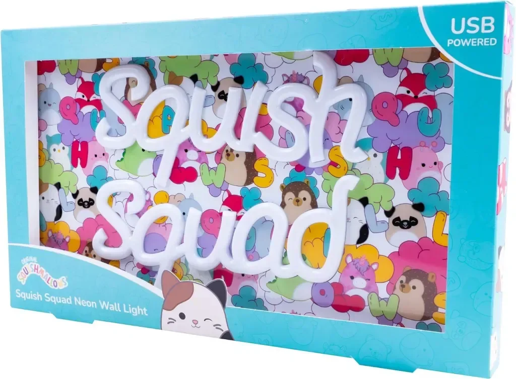 Fizz Creations Squishmallows Squish Squad, неонова табела за стена, USB захранване, LED — снимка 8