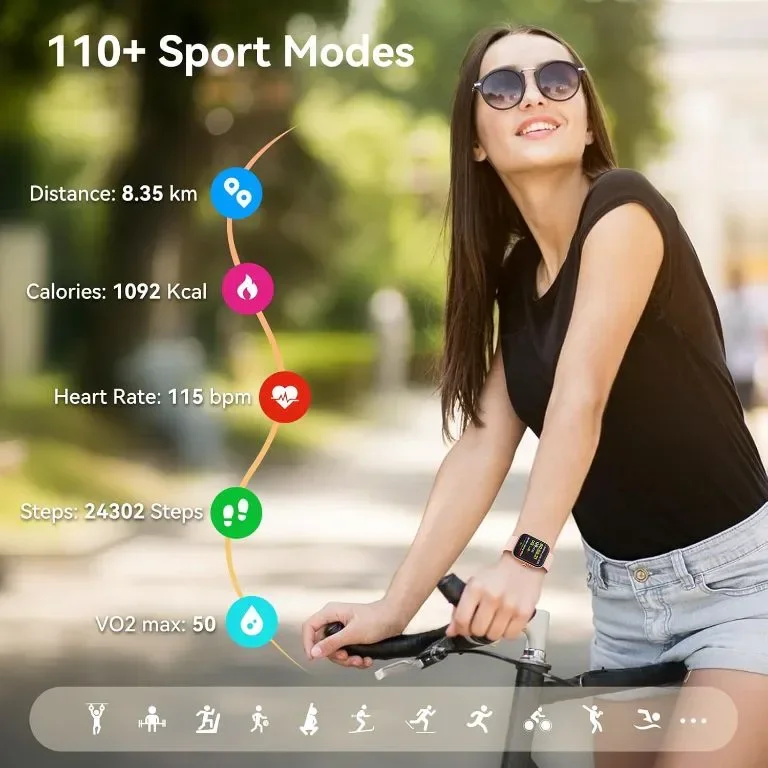 Fitpolo Смарт часовник за жени 1,91" фитнес тракер Bluetooth Call & Alexa Built-in & AI Voice, розов — снимка 2