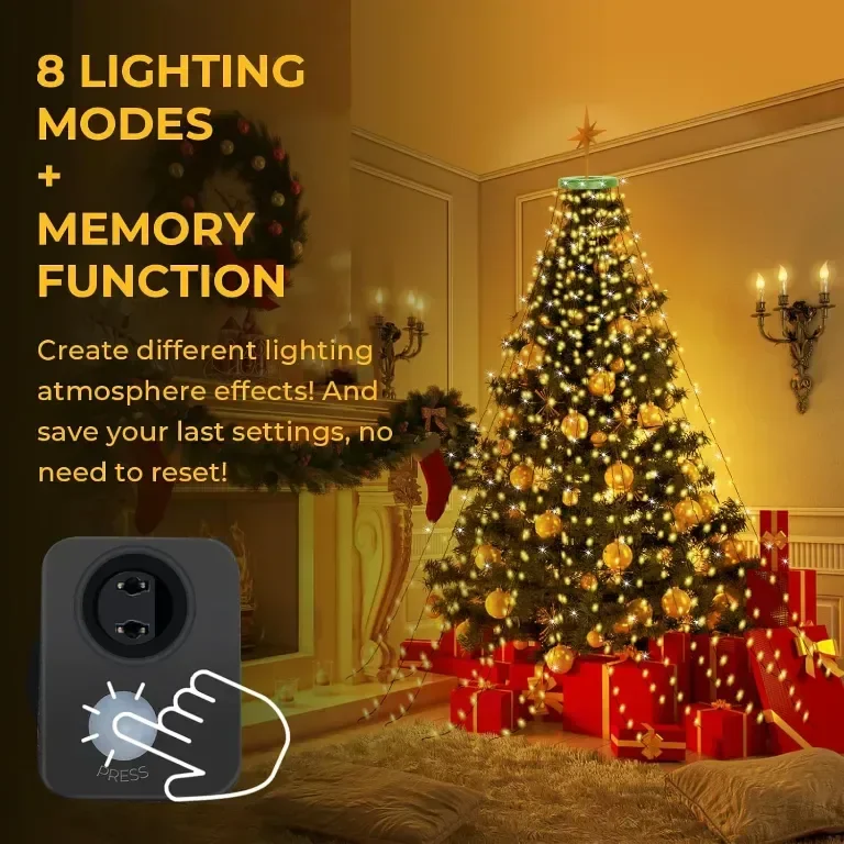 Лампи за коледно дърво Laybasic с пръстен, 1,75 м x 16 нишки 400 LED — снимка 2