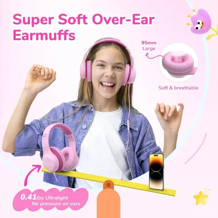 Детски слушалки EarFun с кабел, сгъваеми слушалки с микрофони, 85/94dBA безопасно ограничение — снимка 6