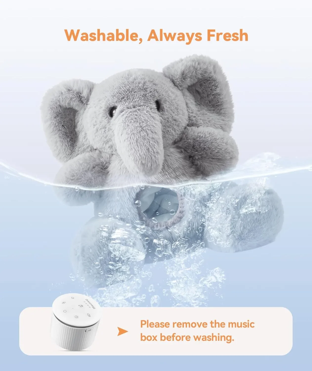 Dreamegg „Snuggle Elephant“ бебешка машина за бял шум и звуци със запис на глас — снимка 5