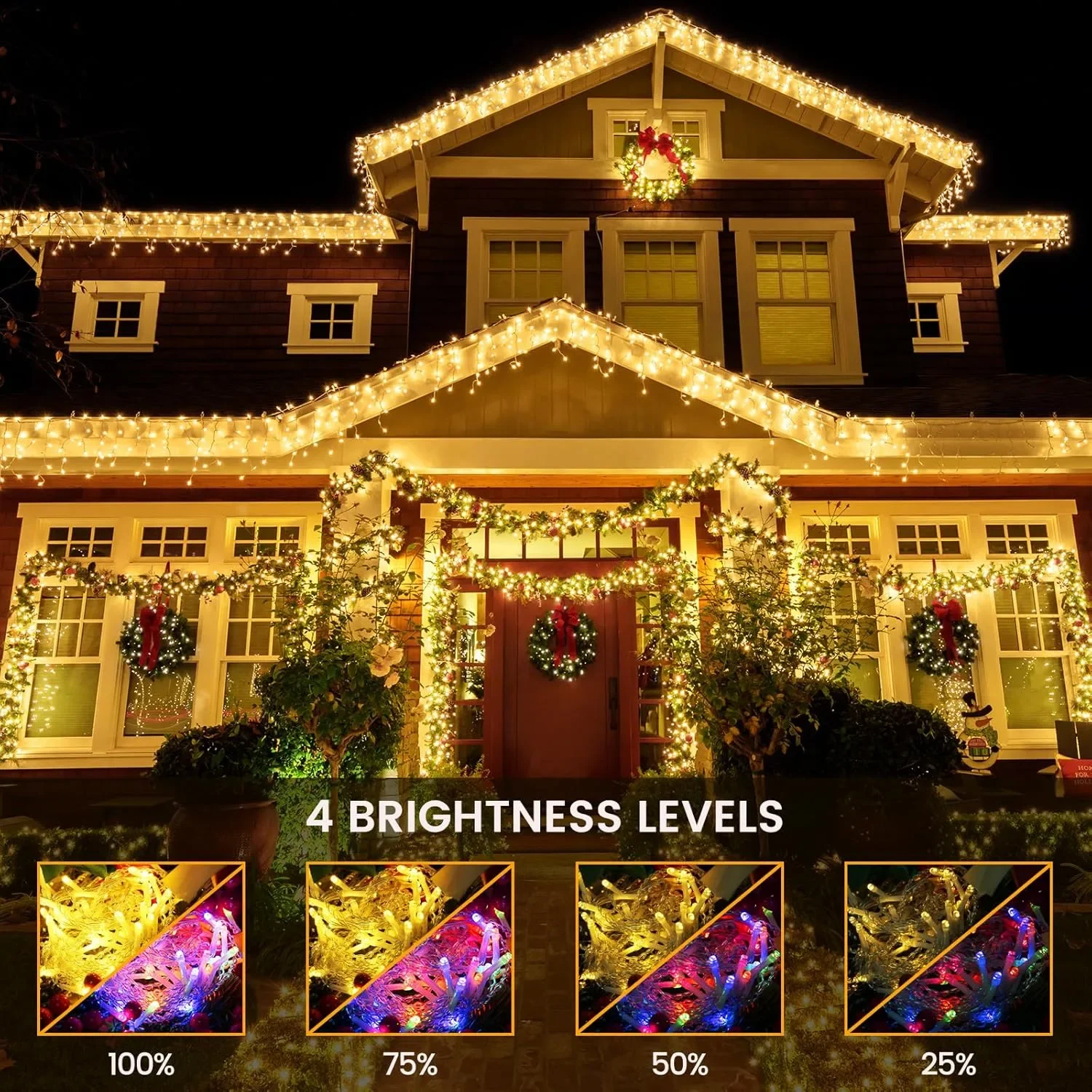 Коледни LED лампички Coanto Icicle за външен монтаж, 10 м, 400 LED, 80 капки, 11 режима + дистанционно — снимка 4