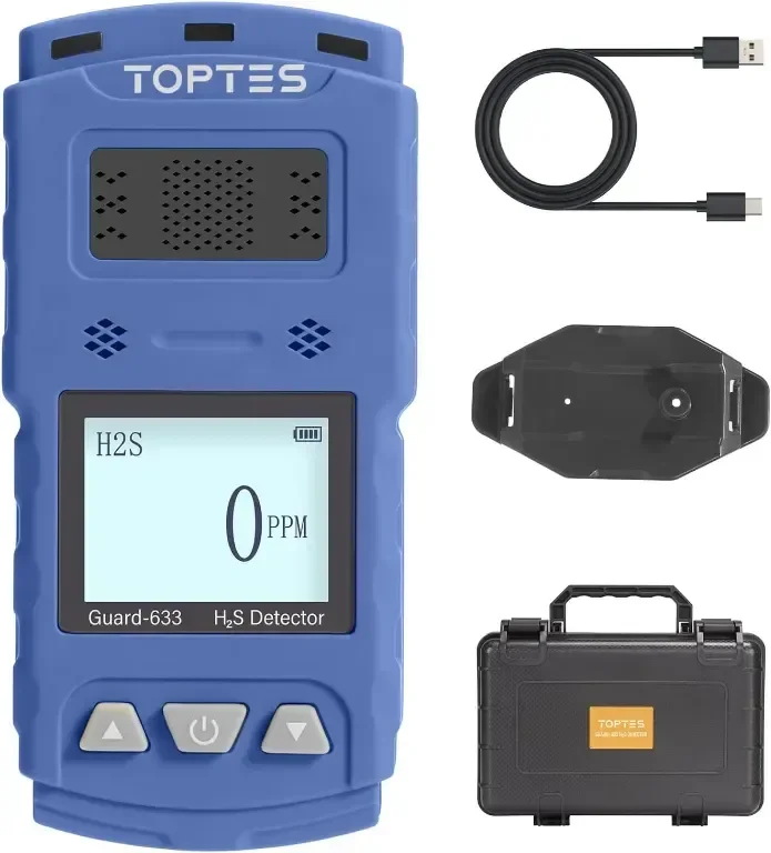 TOPTES Guard-633 H2S детектор, H2S монитор с щипка с прецизен газов сензор, 0,5 сек бърза реакция