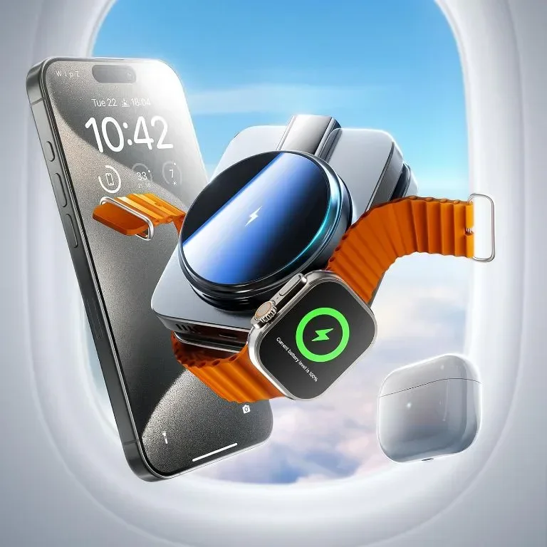 LISEN 3 в 1 станция за безжично зареждане за iPhone 15/14/13/12 AirPods, Magsafe сгъваемо зарядно — снимка 3