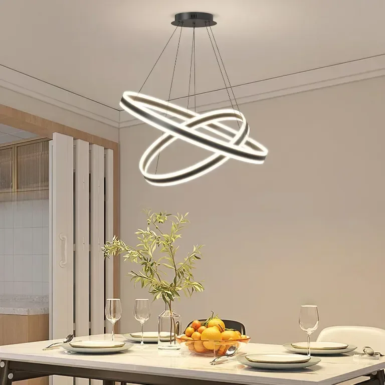Модерен LED полилей Fordeson, 2 пръстена, димиране, SX-40+60см — снимка 5