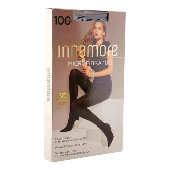 Innamore 100DEN черни, сиви гладки плътни чорапогащи Иннаморе микрофибърни чорапогащници 40-+100кг — снимка 2