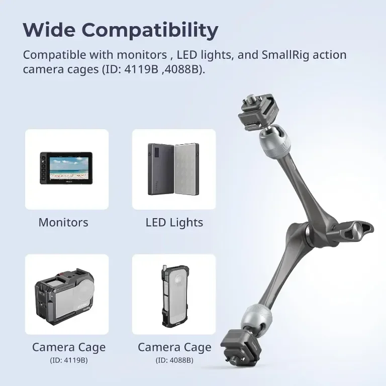SMALLRIG 11" Magic Arm с розетка, структура за бързо освобождаване HawkLock H21, до 3 кг — снимка 7