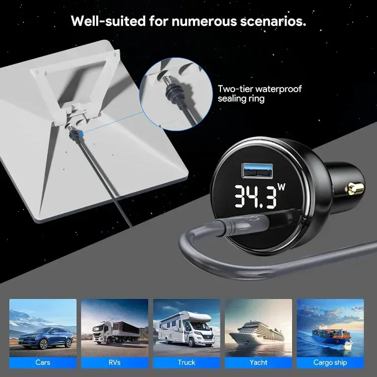 QUIDDITY Starlink Mini адаптер за кола, DC захранващ кабел + адаптер за запалка 12V-24V, 3 метра — снимка 3