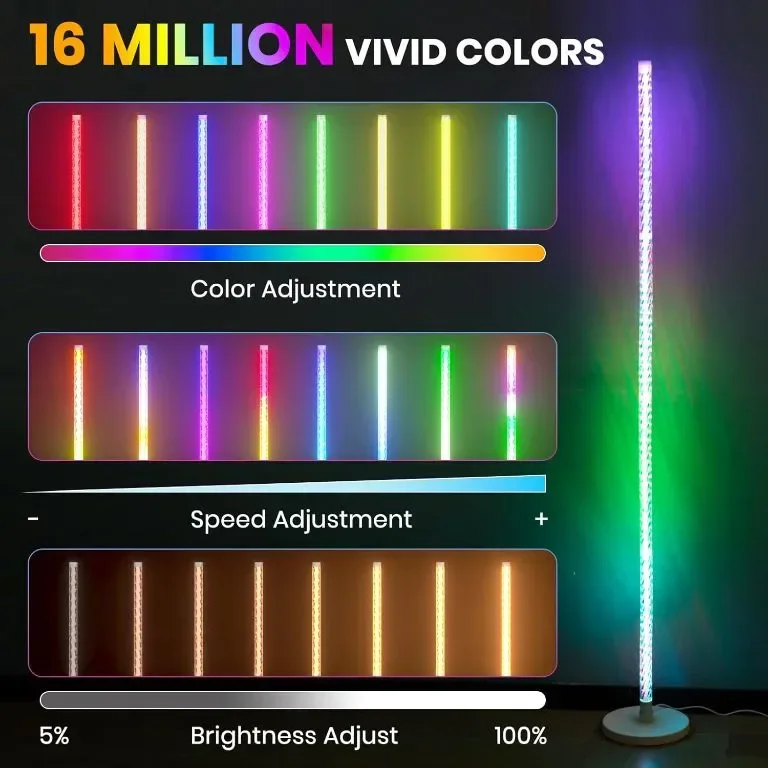 Lastar LED подова лампа, RGB с APP/Remote/Music Sync/48+ режима, бяла — снимка 3