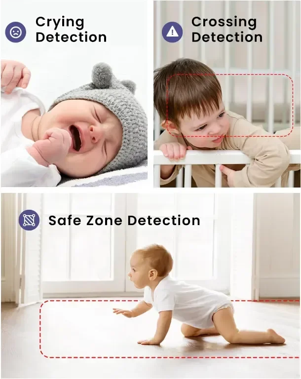 BOOPOO Smart Baby Monitor 2K, нощно виждане,откриване на плач,2.4/5GHz — снимка 3