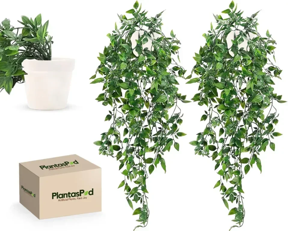 PLANTASPOD Изкуствени висящи растения със саксии (2 броя)