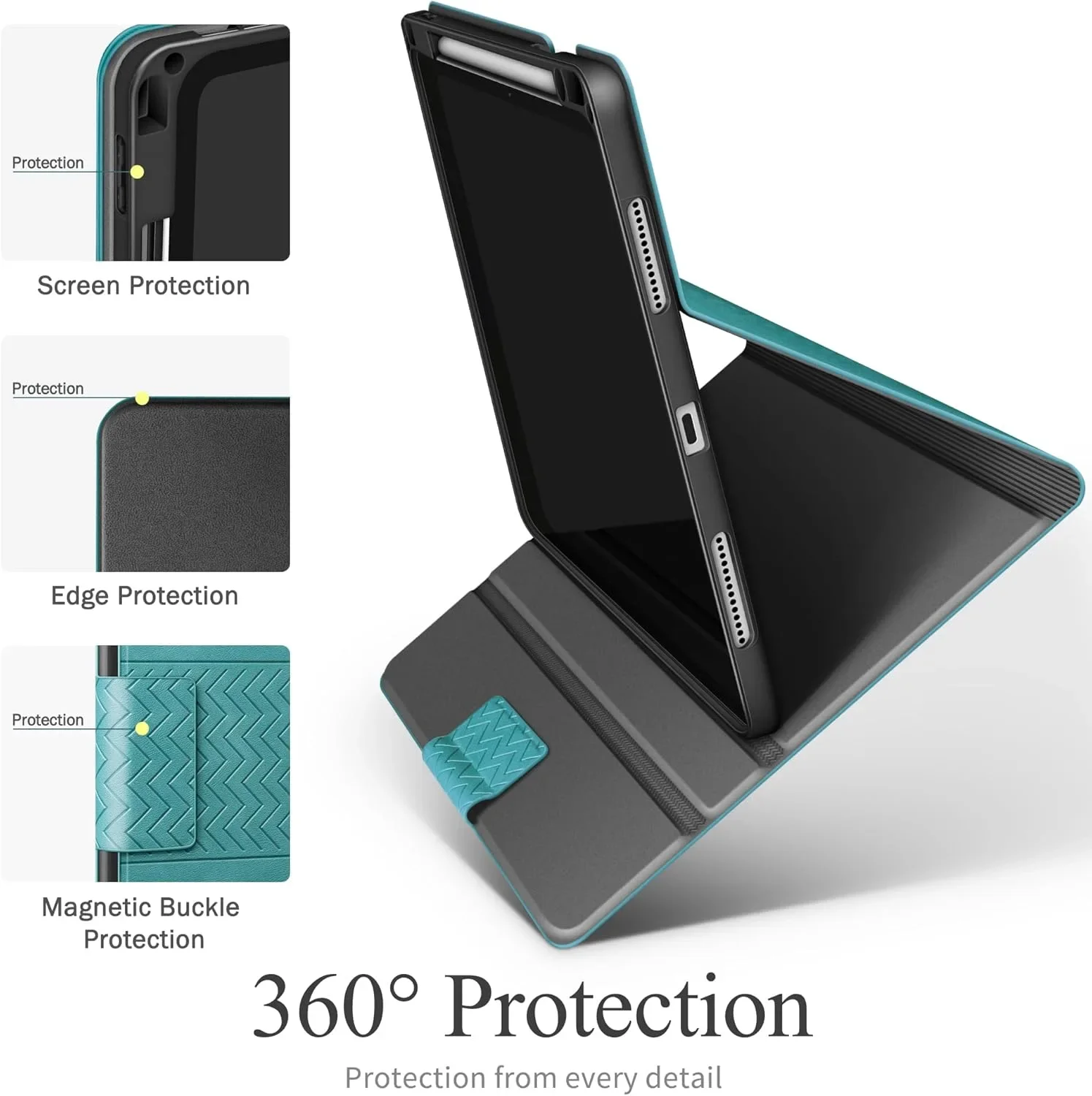 Калъф за iPad Pro 13 инча (M4) 2024 с поставка за Pencil Pro и молив, PU кожа, магнитно закопчаване и стойка — снимка 6