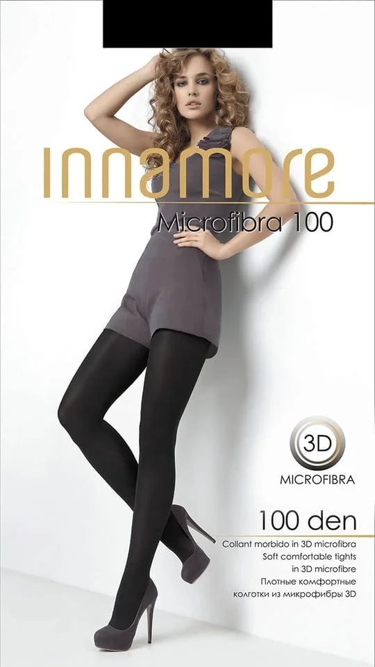 Innamore 100DEN черни, сиви гладки плътни чорапогащи Иннаморе микрофибърни чорапогащници 40-+100кг