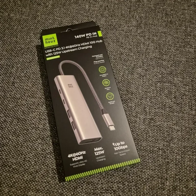 Minthouz USB C хъб, 5 в 1 многопортов адаптер, USB C към HDMI с 4K@60Hz, 140W PD, 2 Type-A&1*Type-С — снимка 10