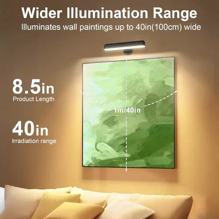 Speclux LED стенна лампа с батерия 7500mAh, 15 RGB цвята, въртене на 360°, (1 брой, черна) — снимка 5