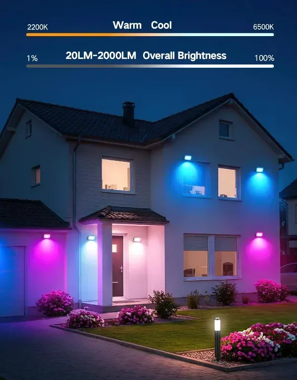 OUTON V2 Смарт външни LED прожектори RGBAICW, приложение и дистанционно, 4 броя, IP65 — снимка 2