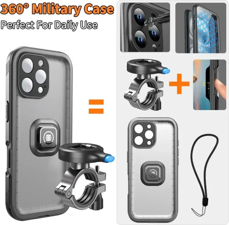 Стойка за телефон за велосипед и калъф Cozycase за iPhone 16 Pro, водоустойчиви — снимка 6
