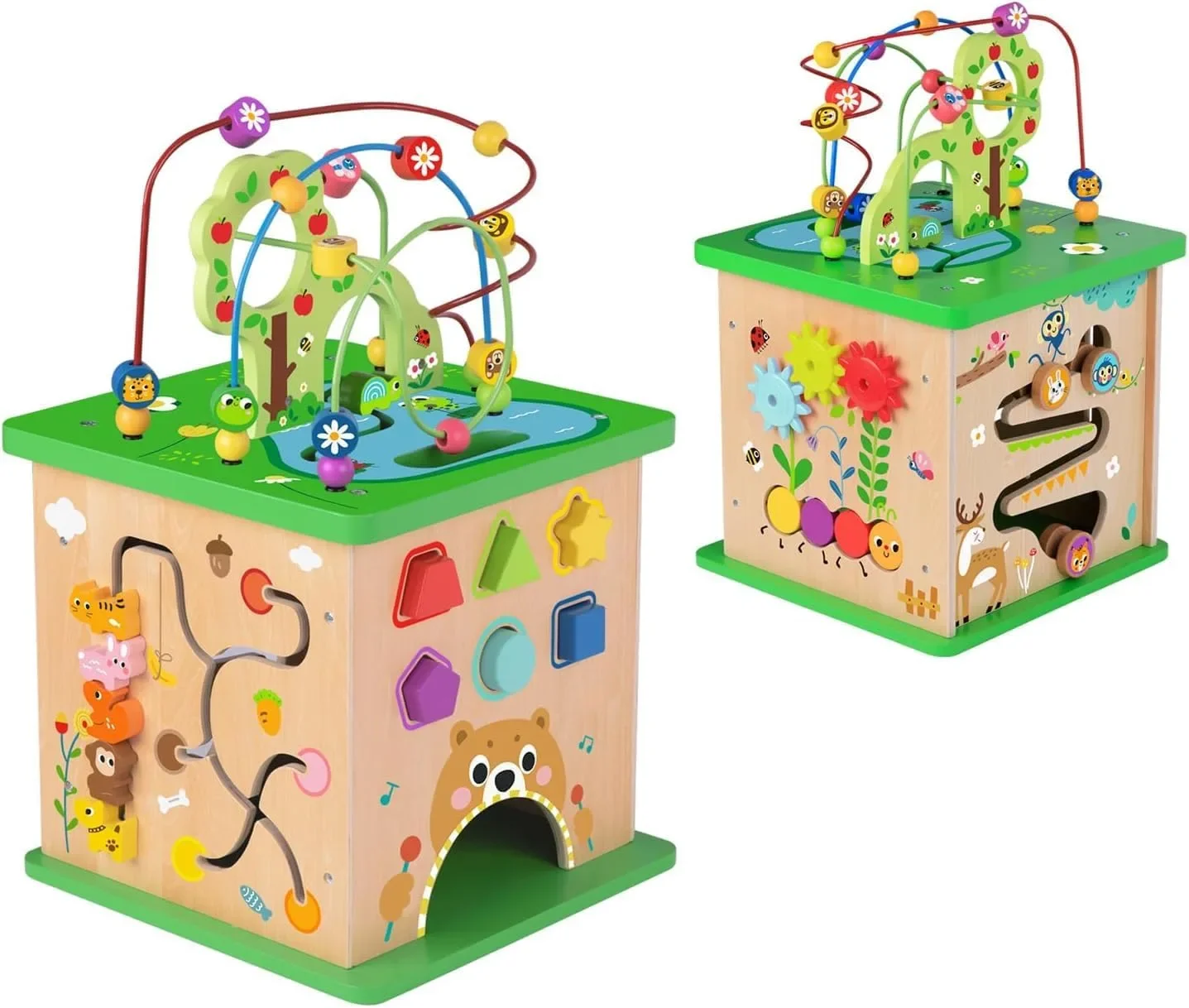 OOOK Play Activity Center „Forest“ 5 в 1 – голям дървен образователен куб за игра — снимка 8