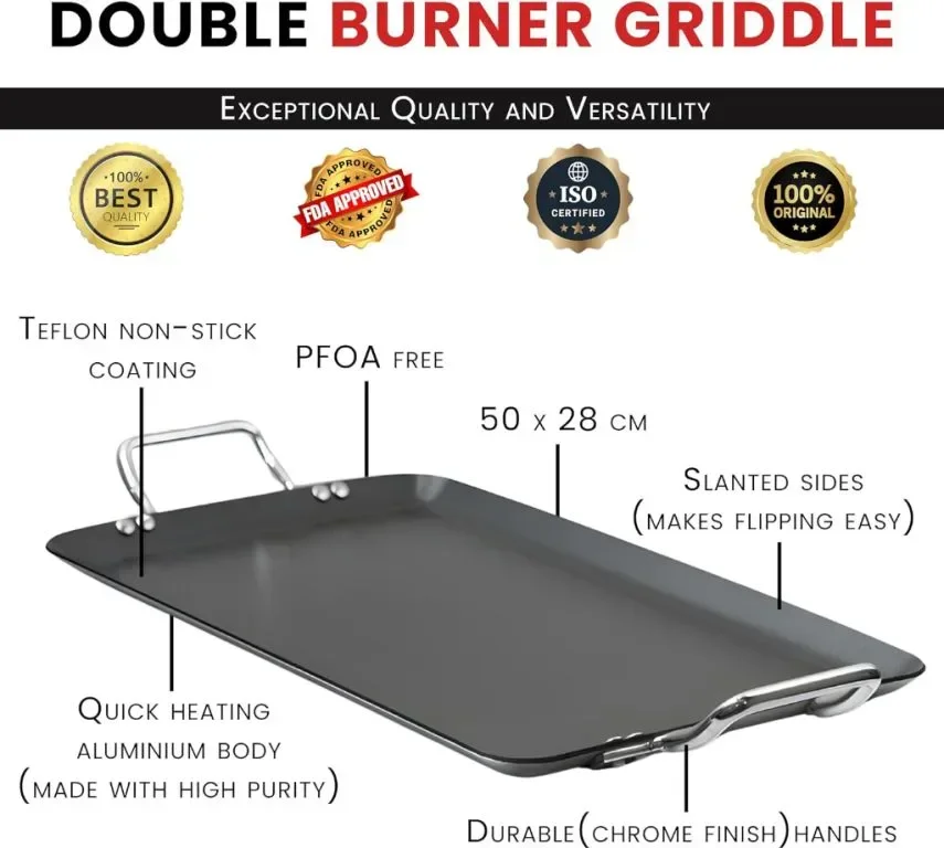 Kitchen King Griddle Plate Двустранна незалепваща плоча за барбекю и фурна, 50 X 28 см — снимка 4
