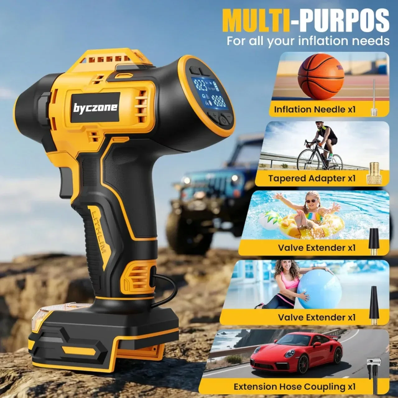 Безжичен въздушен компресор 160 PSI с LCD цифров манометър за батерия Dewalt 18V (без батерия) — снимка 6