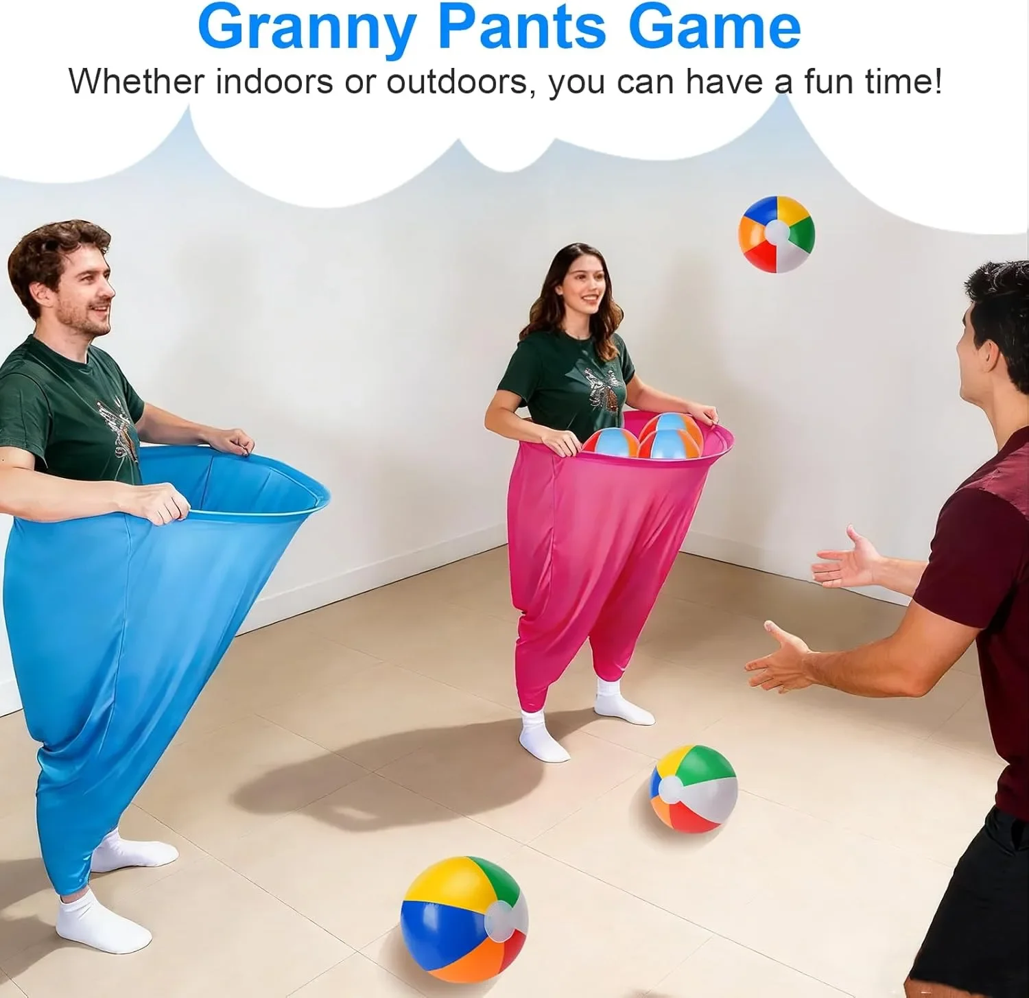Комплект „Granny Pants Yard Game“ – 2 големи бабини панталони, 10 надуваеми топки и 2 помпи — снимка 9