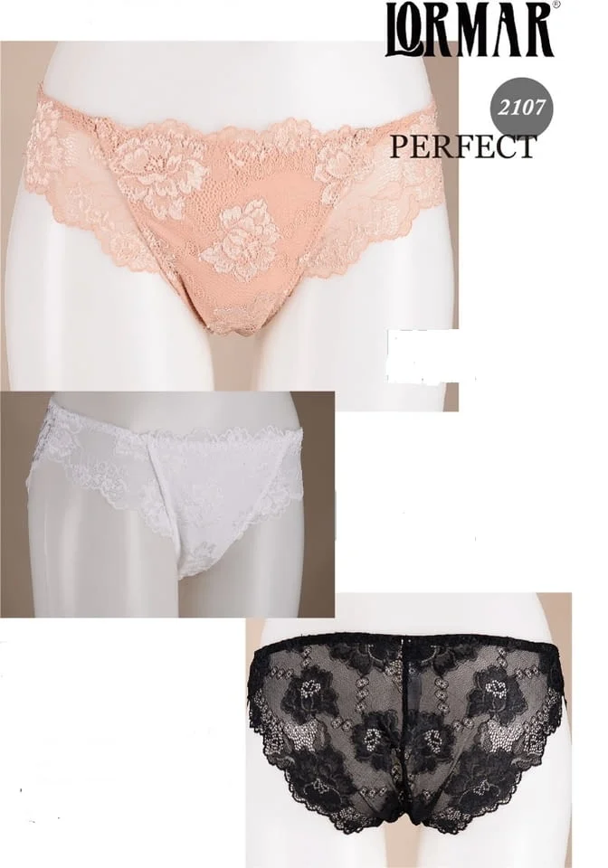 Lormar S, M, L, XL черни, телесни, бели женски дантелени бикини с нормална талия дамско бельо Лормар — снимка 3
