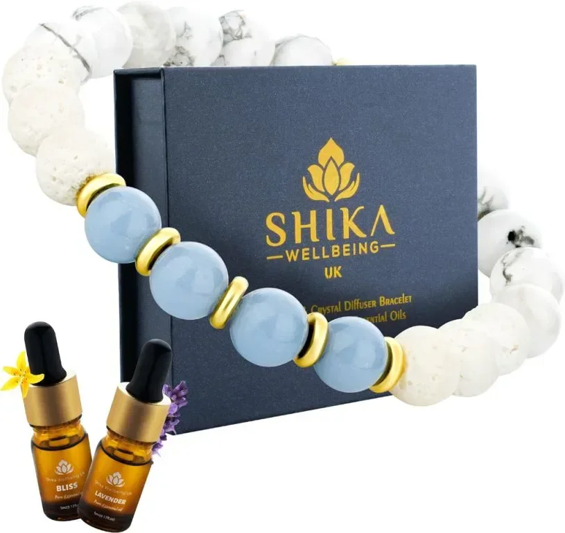 Shika Wellbeing Релаксиращ подарък за жени Lava Rock Healing Diffuser Гривна за тревожност