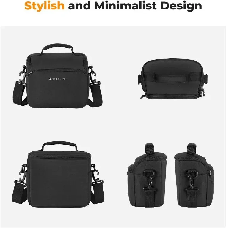 K&F Concept малка чанта за камера през рамо DSLR/безогледални, черна — снимка 6