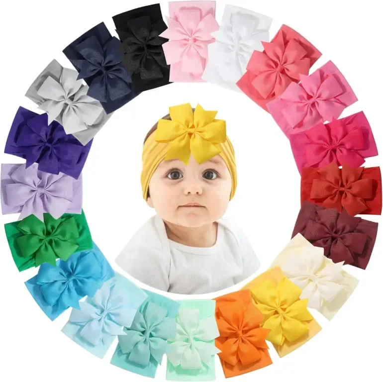 Jollybows 20 бр. Ленти за глава с панделки за бебета/малки деца, 4,5" найлонови ленти за коса