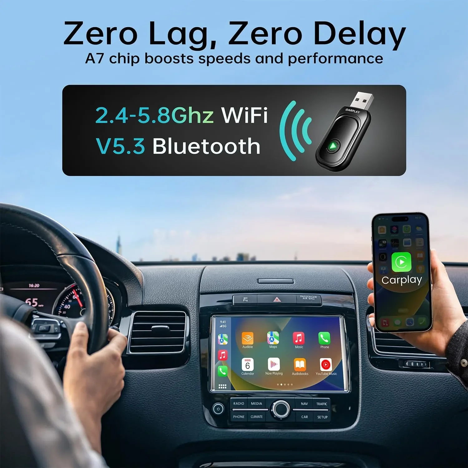 Wi‑Fi/Bluetooth CarPlay адаптер (wireless), SAРPLAY – Plug & Play — снимка 2