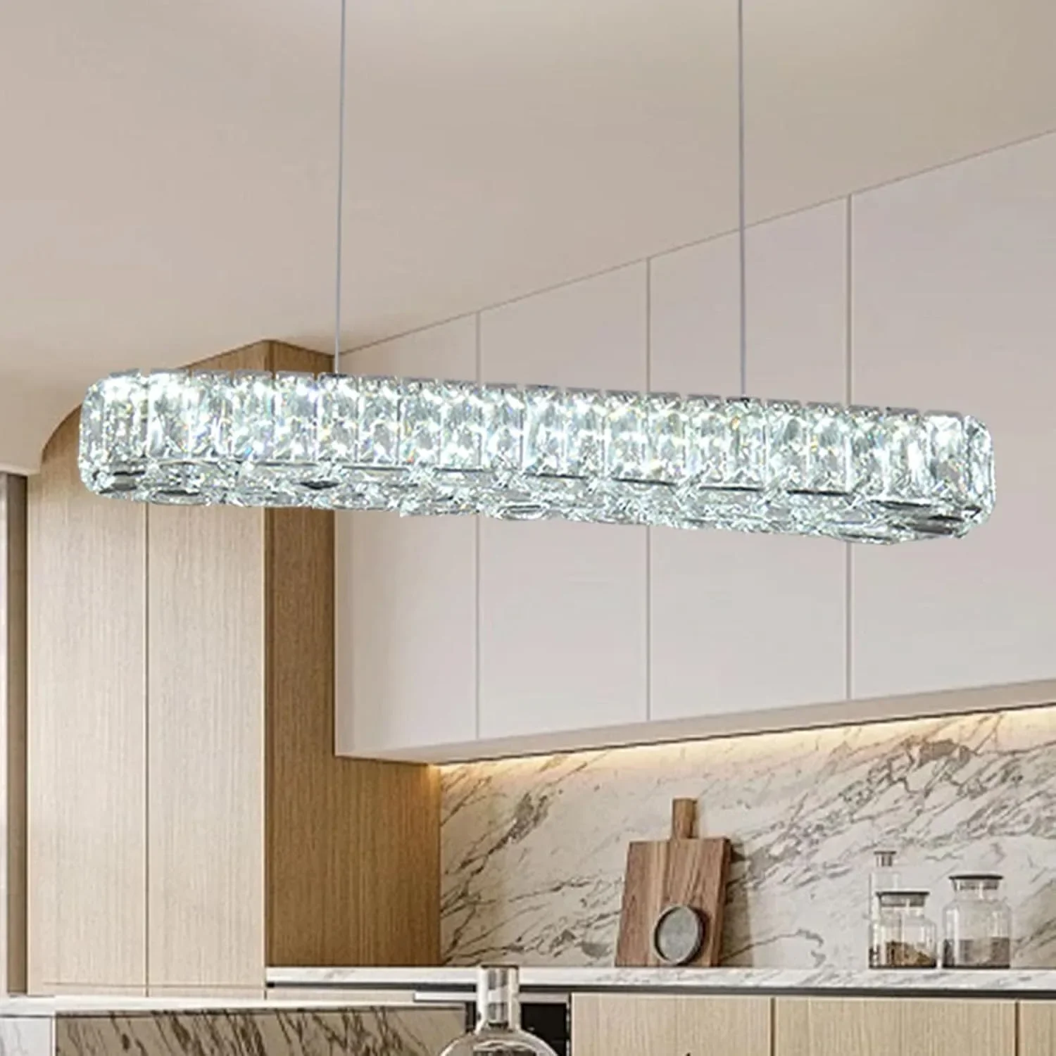 Кристален LED пендел 25W 6500K, висящ полилей за кухня, трапезария и хол — снимка 6