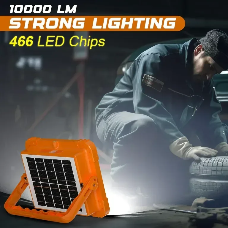 MUEZDUR 100W преносима работна светлина, 466 LED 10000 LM, 5 режима, USB и соларно захранване — снимка 5