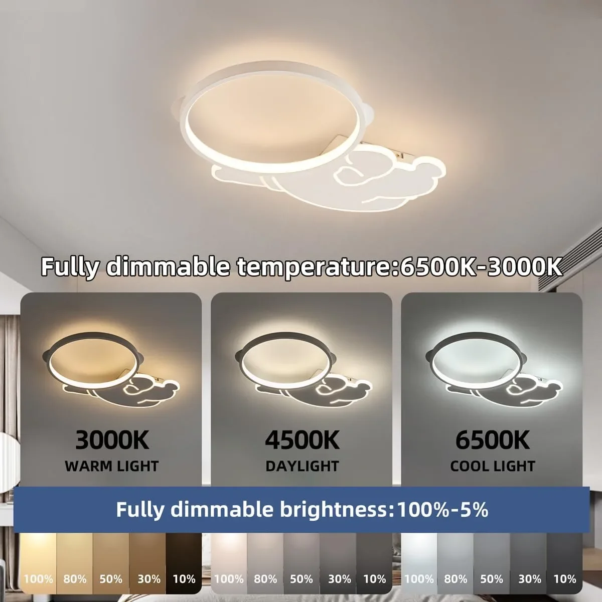 Детска таванна LED лампа „Астронавт“ с дистанционно и димиране 3000K–6500K, 38W, 3800LM, 49 см — снимка 2