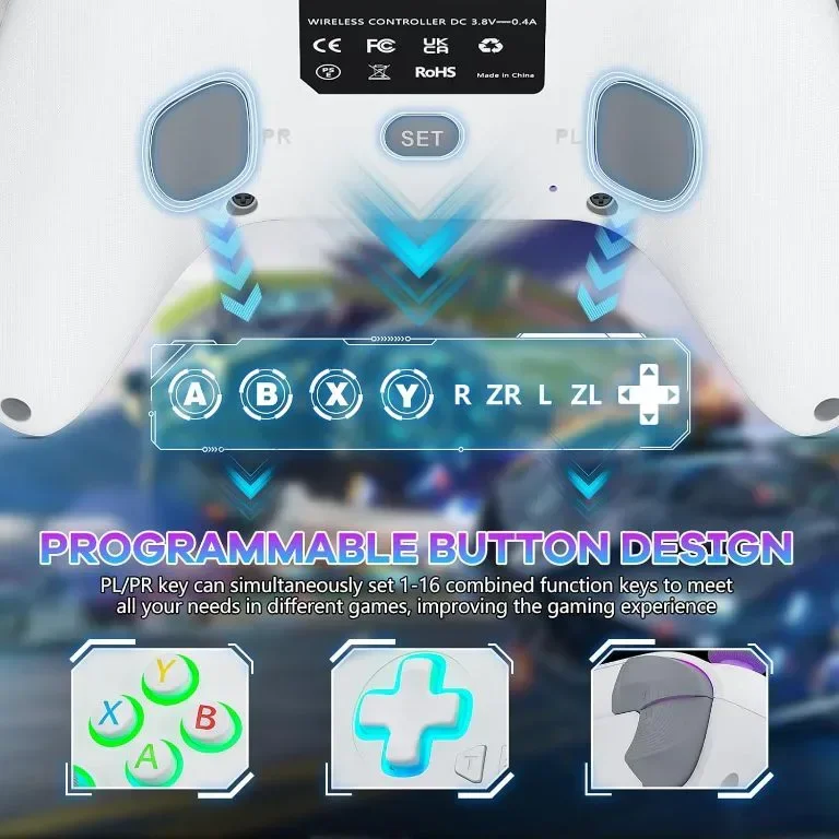 Gamrombo кабелен контролер за компютър с RGB, вибрация, програмиране, турбо 3,5 мм аудио — снимка 2