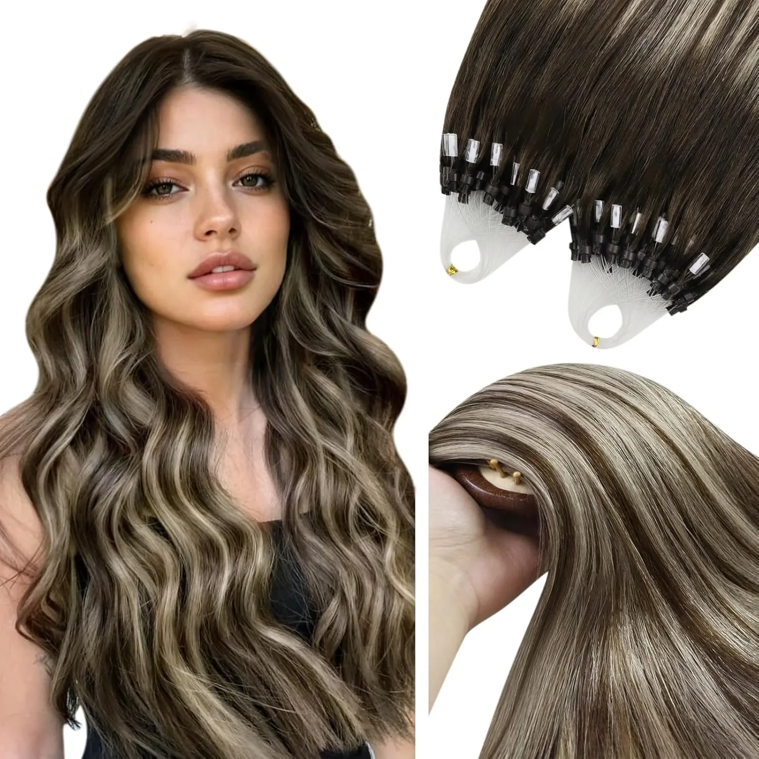 YoungSee Micro Beads екстеншъни за коса, омбре, 50 см, 50 грама