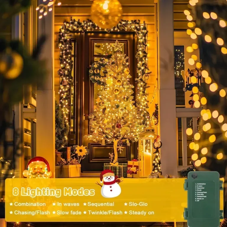 Quntis 25M 1000 LED коледни светлини, водоустойчиви, топло бяло, таймер, 8 режима — снимка 8