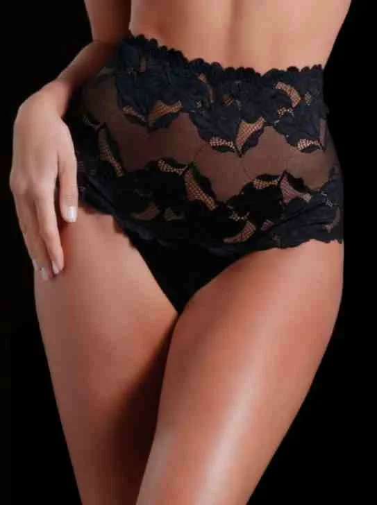Love&bra S, M, L, XL, 2XL черни, телесни, перленобели дантелени боксерки с висока талия дълбока боксерка