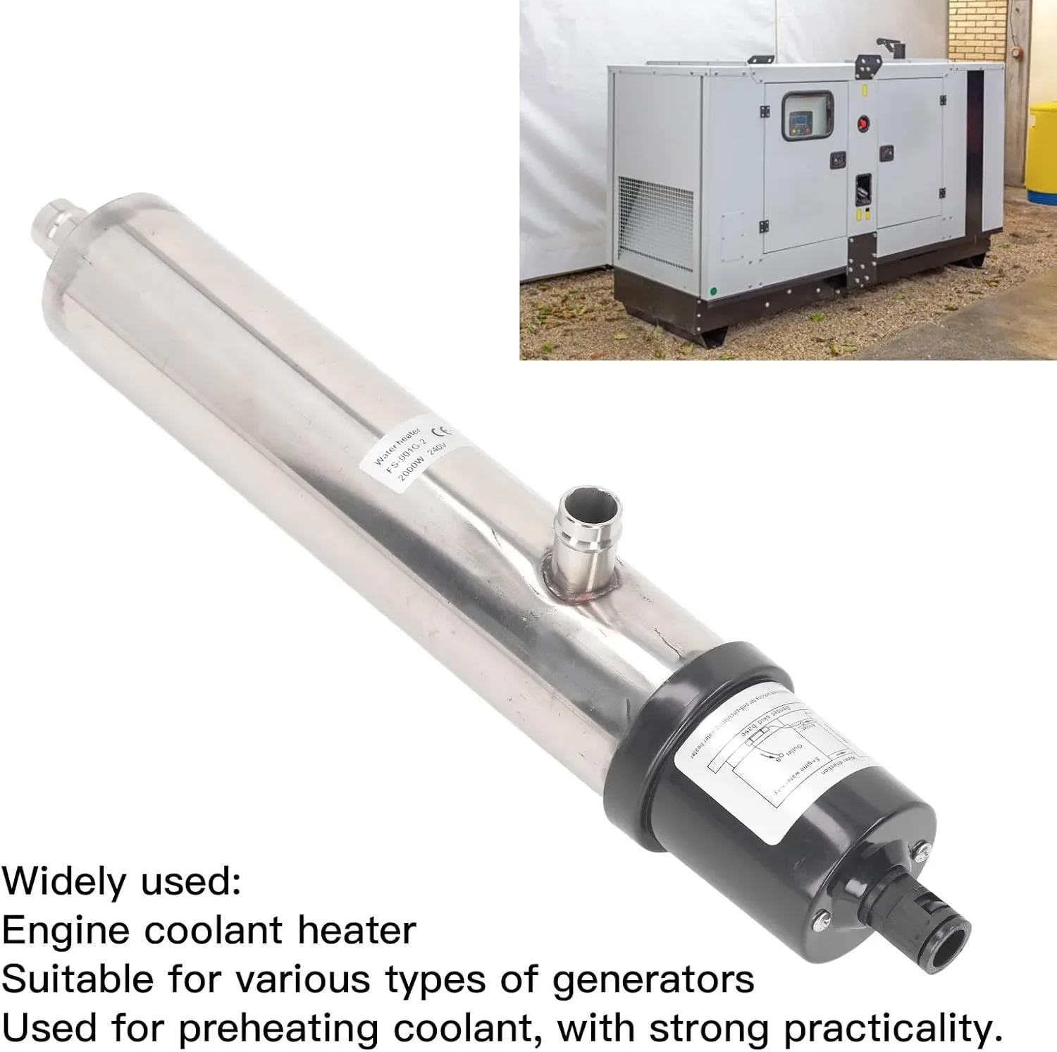Нагревател на охладителна течност (блок) за генератори 2000 W, 50°C, IP54, 240V — снимка 3