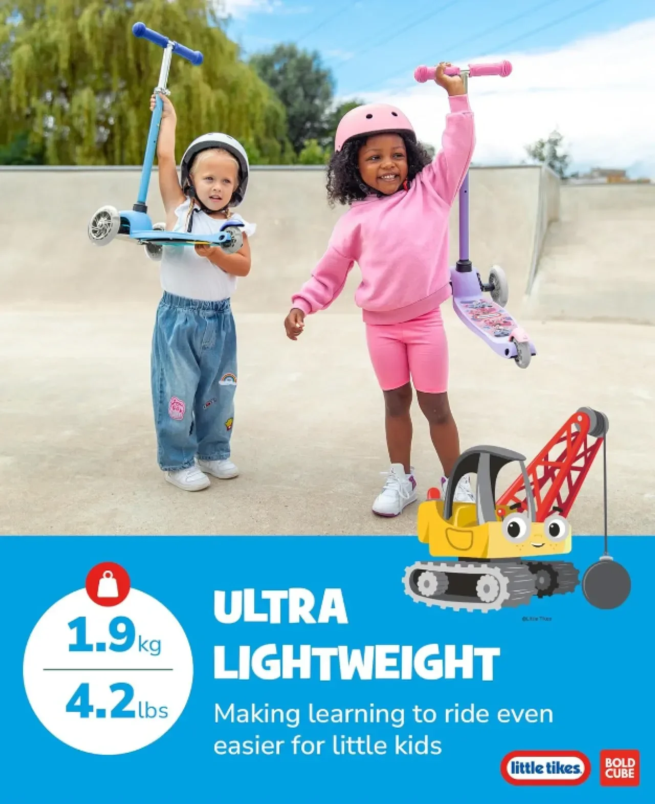BOLDCUBE Тротинетка с 3 колела за деца 2-6 години с LED мигащи колела — снимка 5